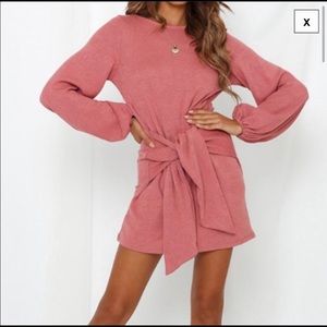 Saints + Secrets Pink Balloon Sleeve Dress